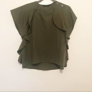 Zara sleeveless ruffle shirt. Never worn.